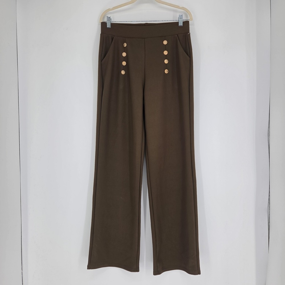 Womens NWT Pull On Straight Leg Dress Pants Large Minimalist Preppy Old Money